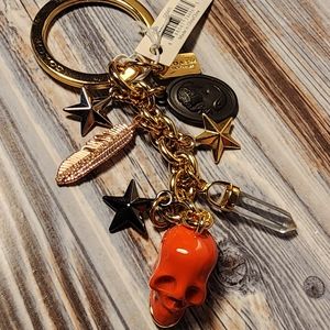 Coach skull cameo feather keychain
